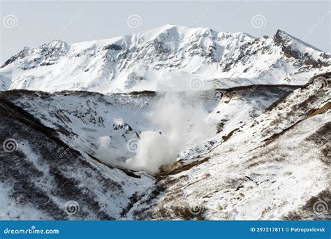 Geothermal Valley Natural Volcanic Hot Springs Area On Kamchatka