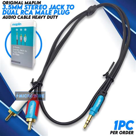 Original Maplin 35mm 3 Pole Jack To Twin Rca Phono Cable Black