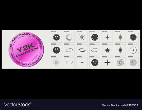 Collection Of Y2k Elements Of Abstract Royalty Free Vector