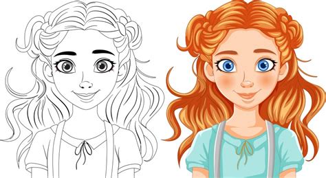 A Girl Black And White To Color Royalty Free Vector Image