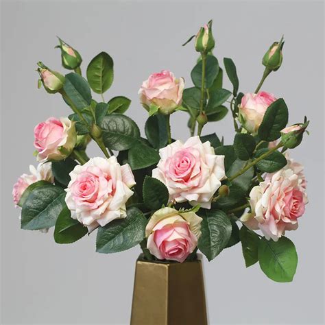 3 Heads High Quality Rose Fake Flowers Artificial Hand Feel Mosturizing