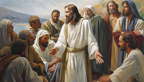 Premium AI Image Jesus Christ Talking To People Oil Painting