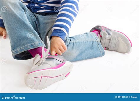 Girl Wearing Shoes Stock Photo Image Of Finger People 89134586