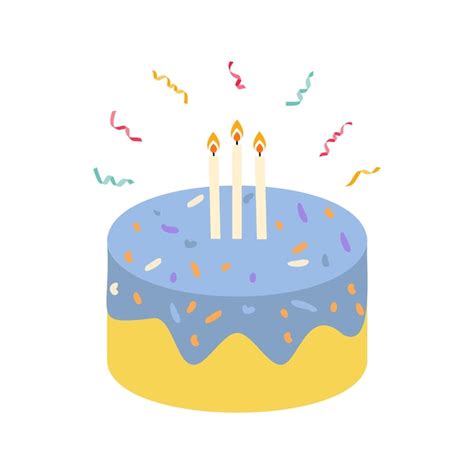 Premium Vector Birthday Cake With Candles And Confetti