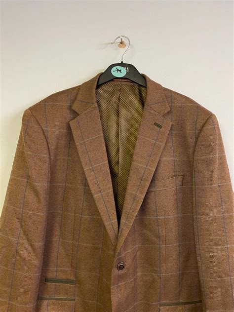 Skopes Men S Tailored Fit Check Pattern Blazer Brown Gem