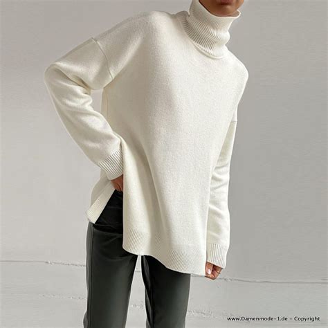 Neuheiten Herbst Fr Hling Damen Rollkragen Pullover In Wei