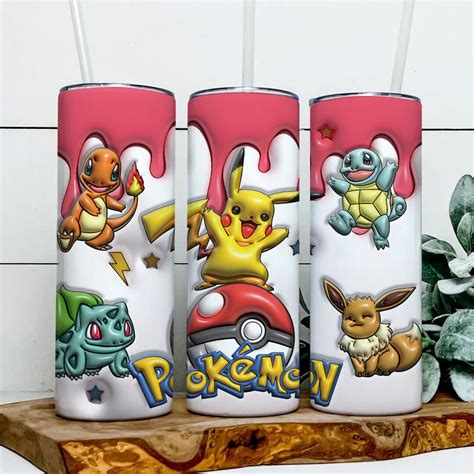 PKM Anime Tumbler Wrap PNG Pikachu Tumbler PKM 20oz Skinny Etsy