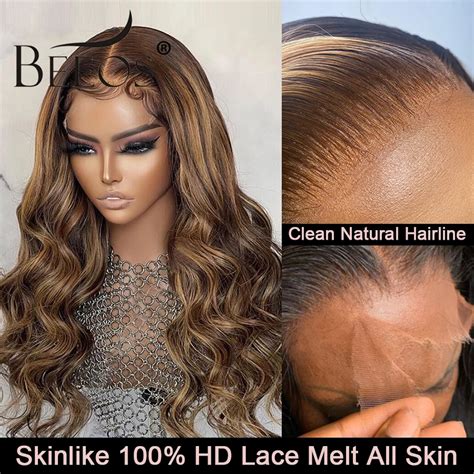 Skinike Real HD Lace Frontal Wig Destaque Peruca Onda Solta Peruca