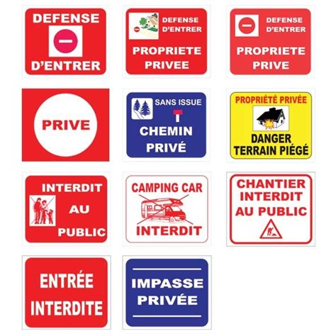 Panneau Propriété Privée Défense d'entrée Impasse privée sans issue