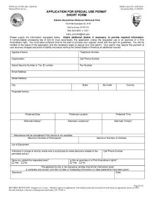 Fillable Online Special Use Permit Application For Kaloko Honok Hau Nhp