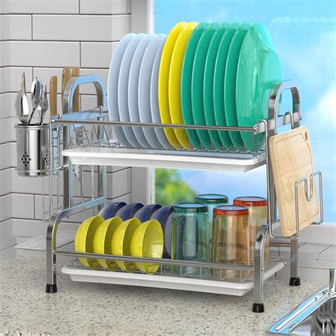 304 Stainless Steel Dish Drainer Rack Smhouse 2 Tier Dish Drying Rack