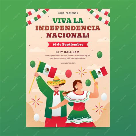 Free Vector Gradient Vertical Poster Template For Mexico Independence Day Celebration