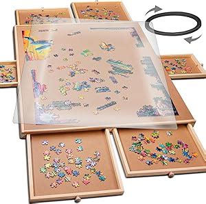 Table De Puzzle Rotative En Bois De Pi Ces Tiroirs Planche De