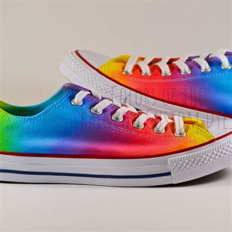 Custom Dyed Neon Rainbow Converse All Star Low Top Shoes Etsy