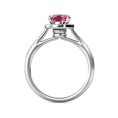 Vida 1 15 Ctw Round Pink Tourmaline And Diamond Womens Halo Engagement