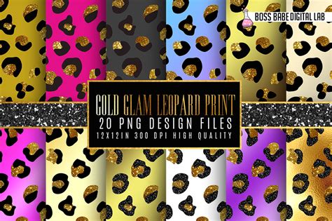 Gold Glam Leopard Print Patterns By Boss Babe Digital Lab