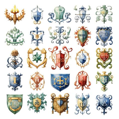 Premium AI Image | Heraldic symbols Medieval watercolor fantasy