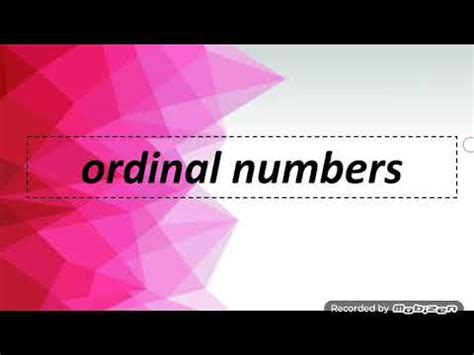 Ordinal Numbers Youtube