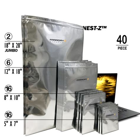 40pc Mega Kit NEST Z EMP 7 0 Mil Faraday Bags FARADAY DEFENSE JBS