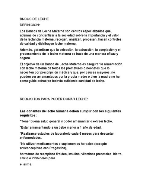 Bncos De Leche Pdf Leche Amamantamiento