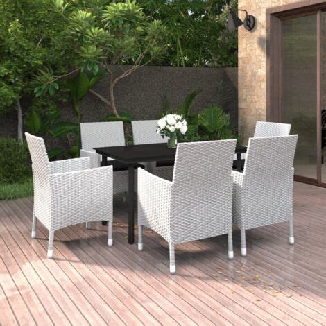 Furniture Limited Ensemble à dîner de jardin coussins 7 pcs