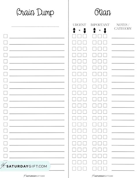 Brain Dump Worksheet Cute Free Printables