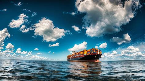 Premium Photo A Large Cargo Ship Loaded With Containers Sailing