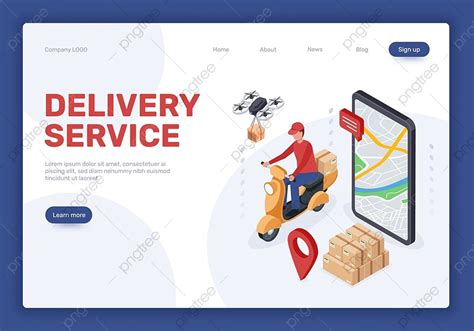 Isometric Delivery Service Landing Page Banner Template Download on Pngtree