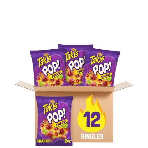 Takis Fuego Pop JMS Ct Oz Snack Size Case Hot Chili Pepper Lime Flavored Extreme