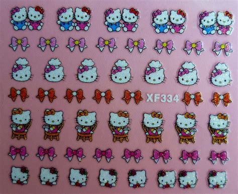 New Hello Kitty Nail Stickers 3d Nail Art Stickers 24 Designs Uk Stocks Ebay