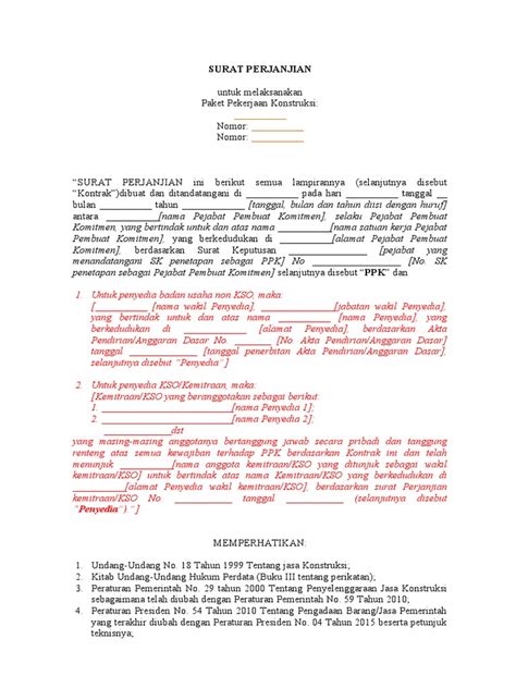 Rancangan Kontrak Pekerjaan Konstruksi Pdf