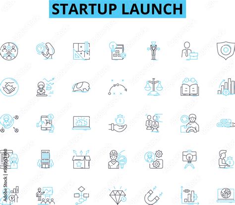 Startup Launch Linear Icons Set Momentum Buzz Launchpad Catalyst