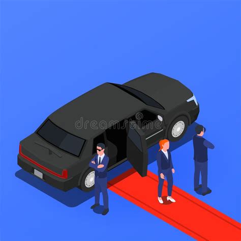 Bodyguards Celebrity Security Isometric Background Stock Vector