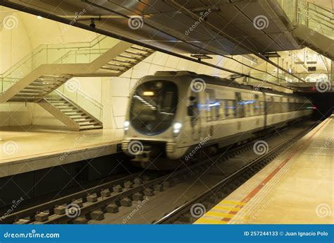 Fast Moving Subway Train In Underground Station Stock Image Image Of