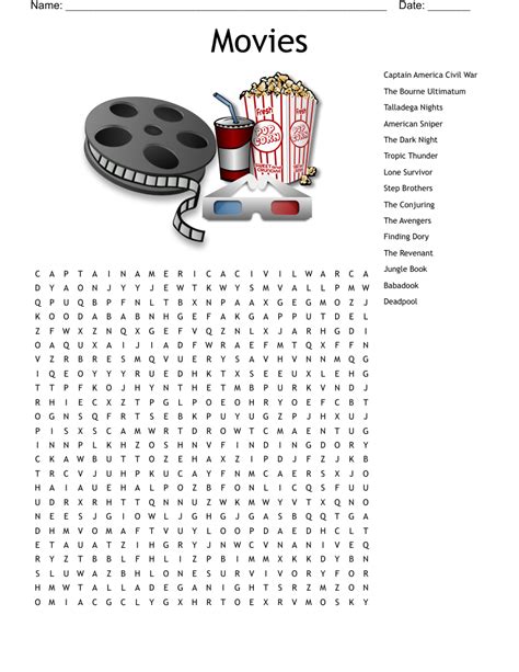 Free Printable Movie Word Search Word Search Maker