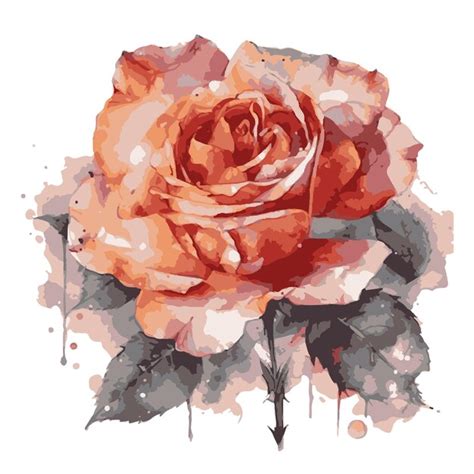 Rose Dessin E Avec Illustrateur De Vecteur Aquarelle Vecteur Premium