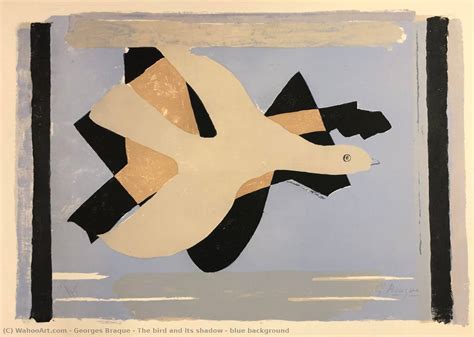 The Bird And Its Shadow Blue Background By Georges Braque 1882 1963