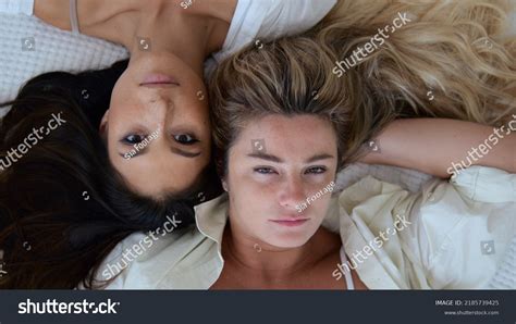 Portraits Blonde Brunette Models Who Their Stock Photo Shutterstock