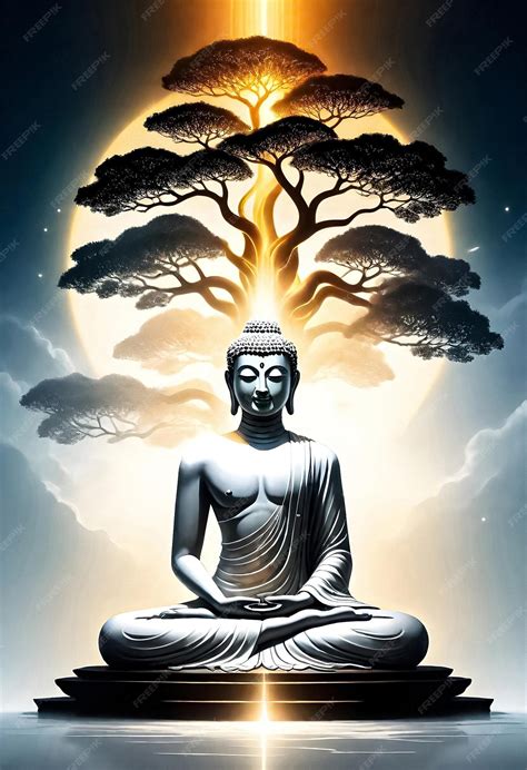 Premium Photo A Poster For Vesak Day With Buddha Statue Bodhi Tree