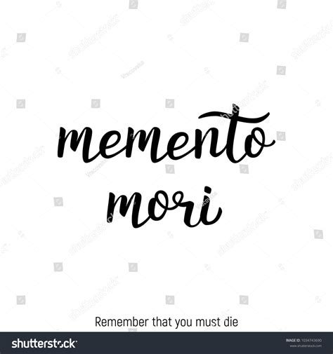 Memento Mori Latin Quote Handwritten Lettering Stock Vektorgrafik