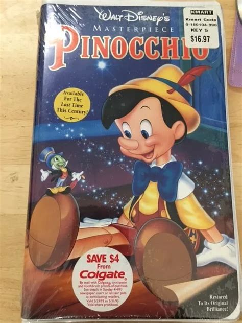 Pinocchio Vhs Tape 1993 Walt Disneys Masterpiece Walt Disney Disney