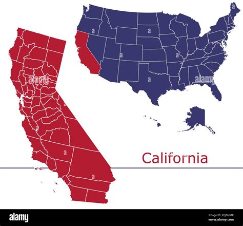 California Counties Vector Map Outline With USA Map Colors National