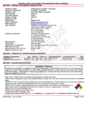 Fillable Online Msds Agi Material Safety Data Sheet For Cantesco C N