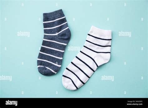 odd socks day concept mismatch socks  color background top view