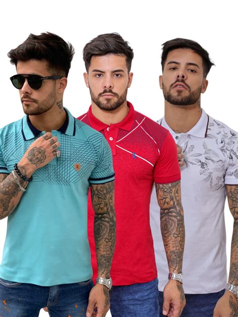 Kit Camisas Polo Masculina Algod O Estampas Shein Brasil