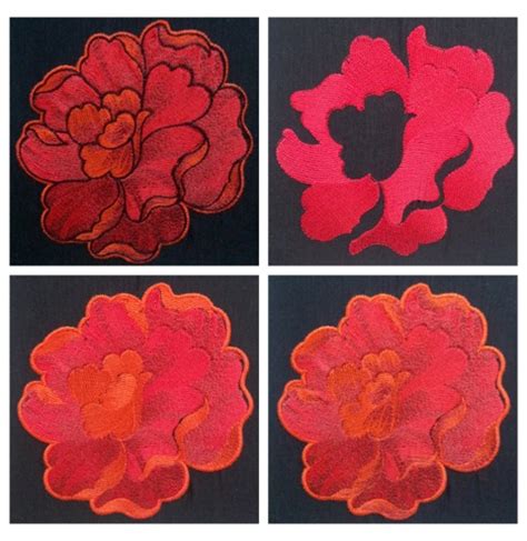 Machine Embroidery Design Peony 3 Sizes Royal Present Embroidery