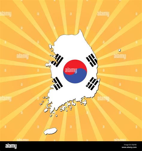 Südkorea Karte Flagge auf Sunburst illustration Stock Vektorgrafik Alamy