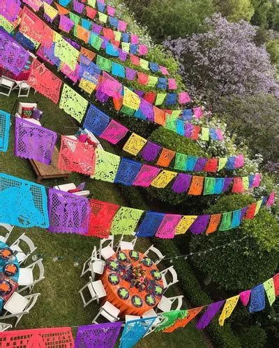 300 Mts De Plastico Picado Fiesta Mexicana Papel Picado Art En Venta En