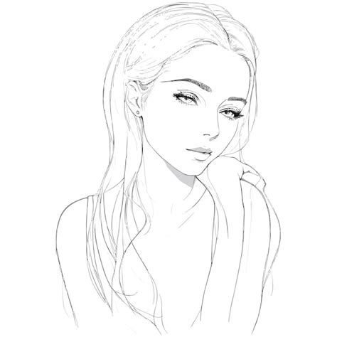Premium Vector A Sketch Of A Woman With Long Hair And A Long Ponytail