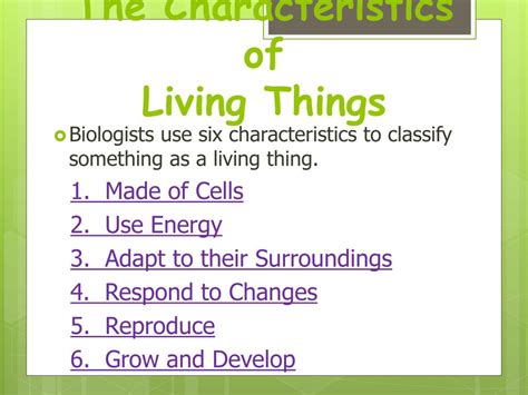 6 Characteristics Of Living Things